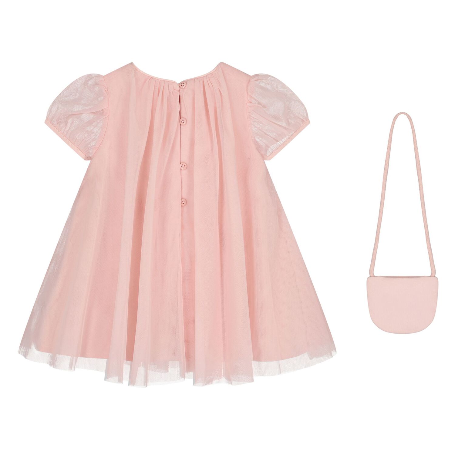 Younger Girls Pink Tulle Dress Set, 1, hi-res