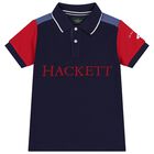 Boys Navy Blue Logo Polo Shirt, 1, hi-res