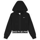 Girls Black Logo Hooded Zip Up Top, 1, hi-res
