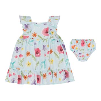 Baby Girls Blue Floral Dress Set