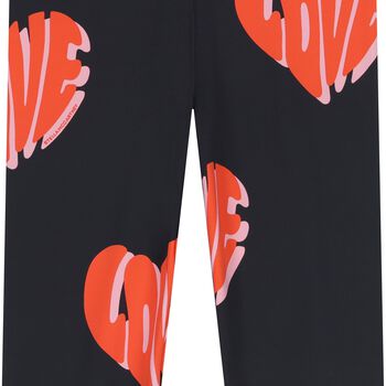 Girls Black Heart Leggings            
