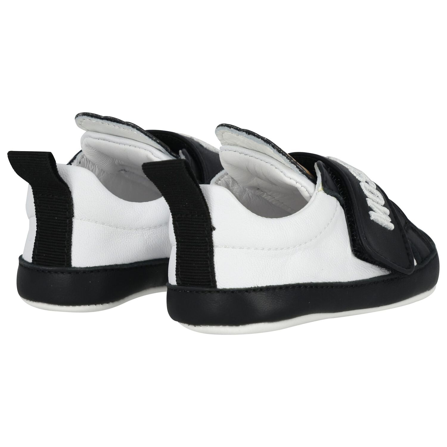 Baby Boys Black & White Teddy Bear Pre Walker Shoes, 1, hi-res