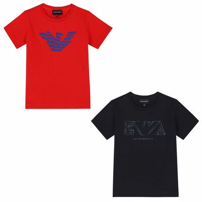 Boys Navy & Red Logo T-Shirts ( 2-Pack )