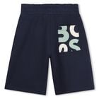 Boys Navy Blue Logo Shorts, 1, hi-res