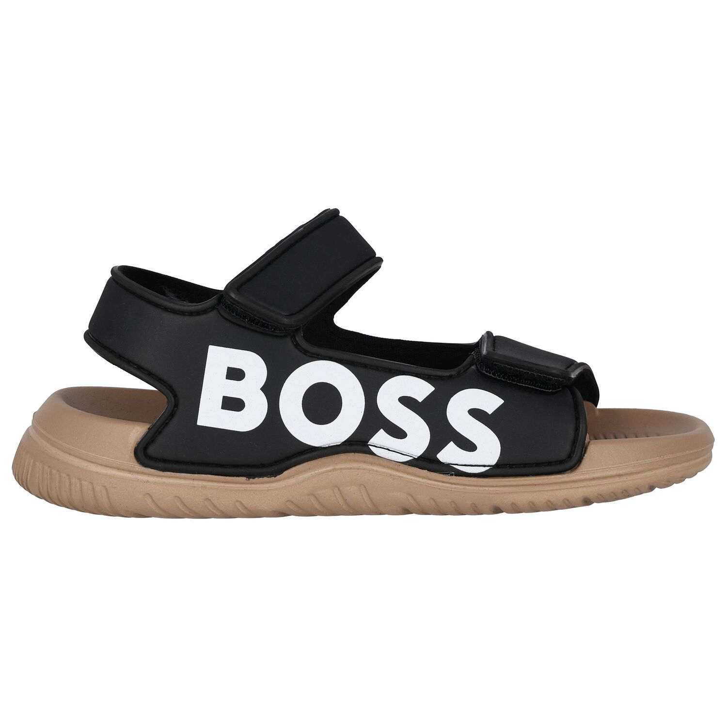 Boys Black & Beige Logo Sandals, 1, hi-res image number null