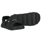 Boys Black Logo Sandals, 1, hi-res