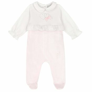 Baby Girls White & Pink Babygrow