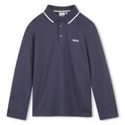 Boys Navy Blue Logo Polo Shirt, 2, hi-res