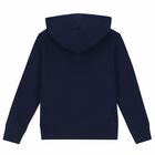 Boys Navy Logo Hooded Top, 1, hi-res
