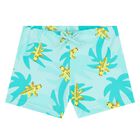 Younger Boys White & Green Crocodile Swim Shorts Set, 1, hi-res