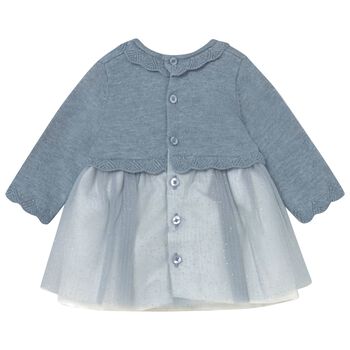 Baby Girls Blue Knitted & Tulle Dress