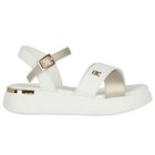 Girls White & Gold Logo Sandals, 1, hi-res