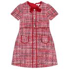 Girls Red Bow Tweed Dress, 1, hi-res