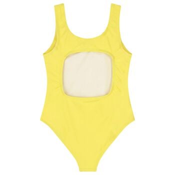 Girls Yellow Logo Swimsuit