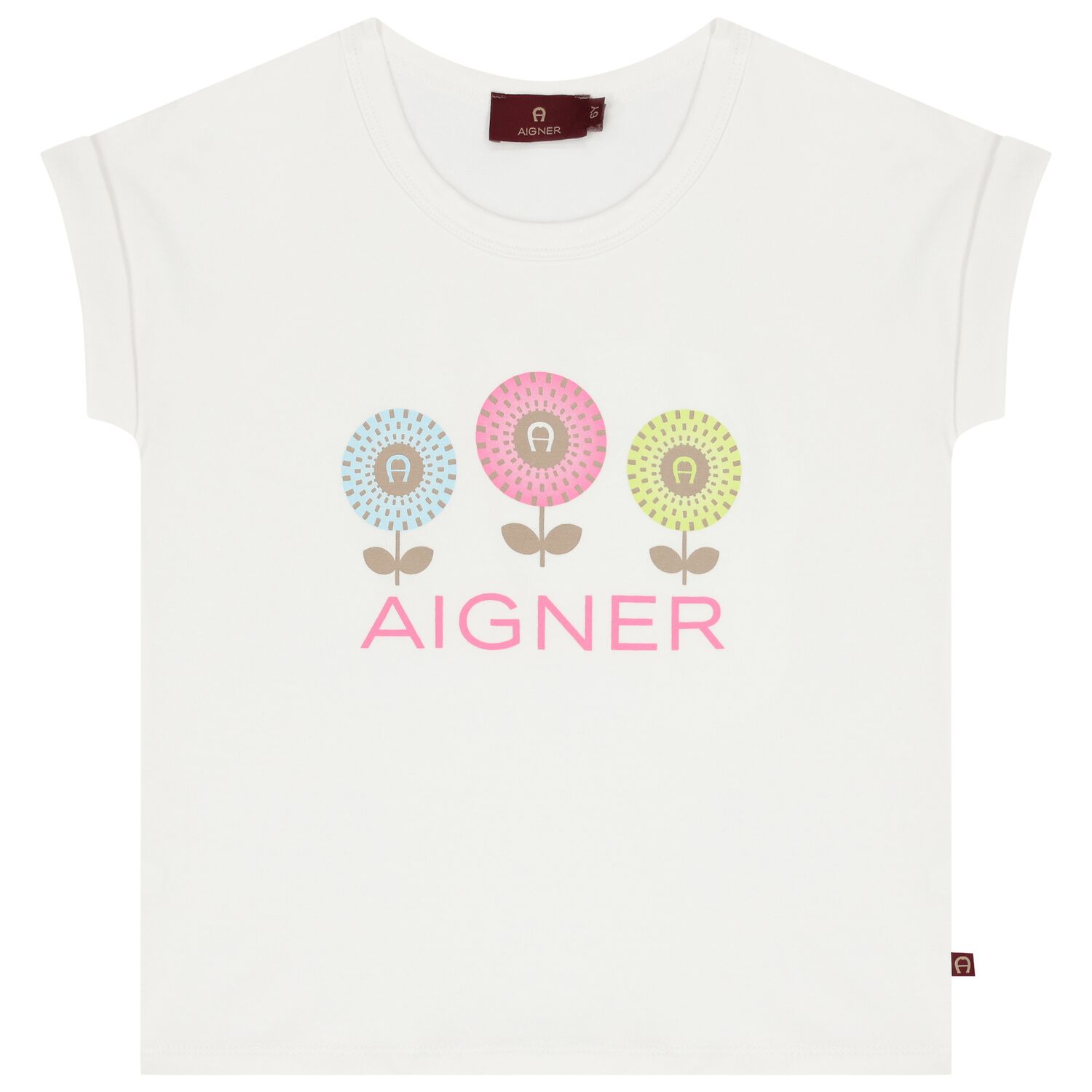 Girls White Floral Logo T-Shirt, 1, hi-res image number null