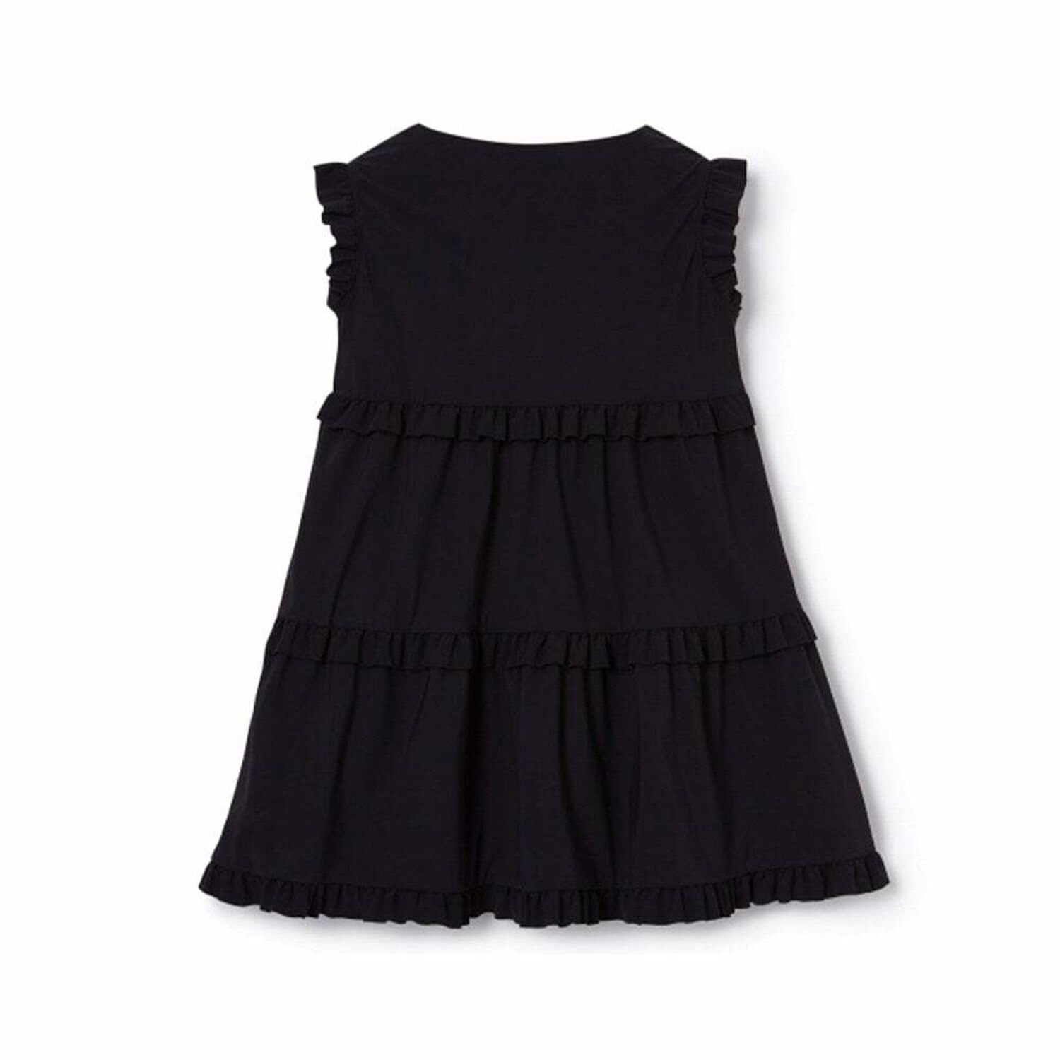 Girls Navy Blue Frill Dress, 1, hi-res