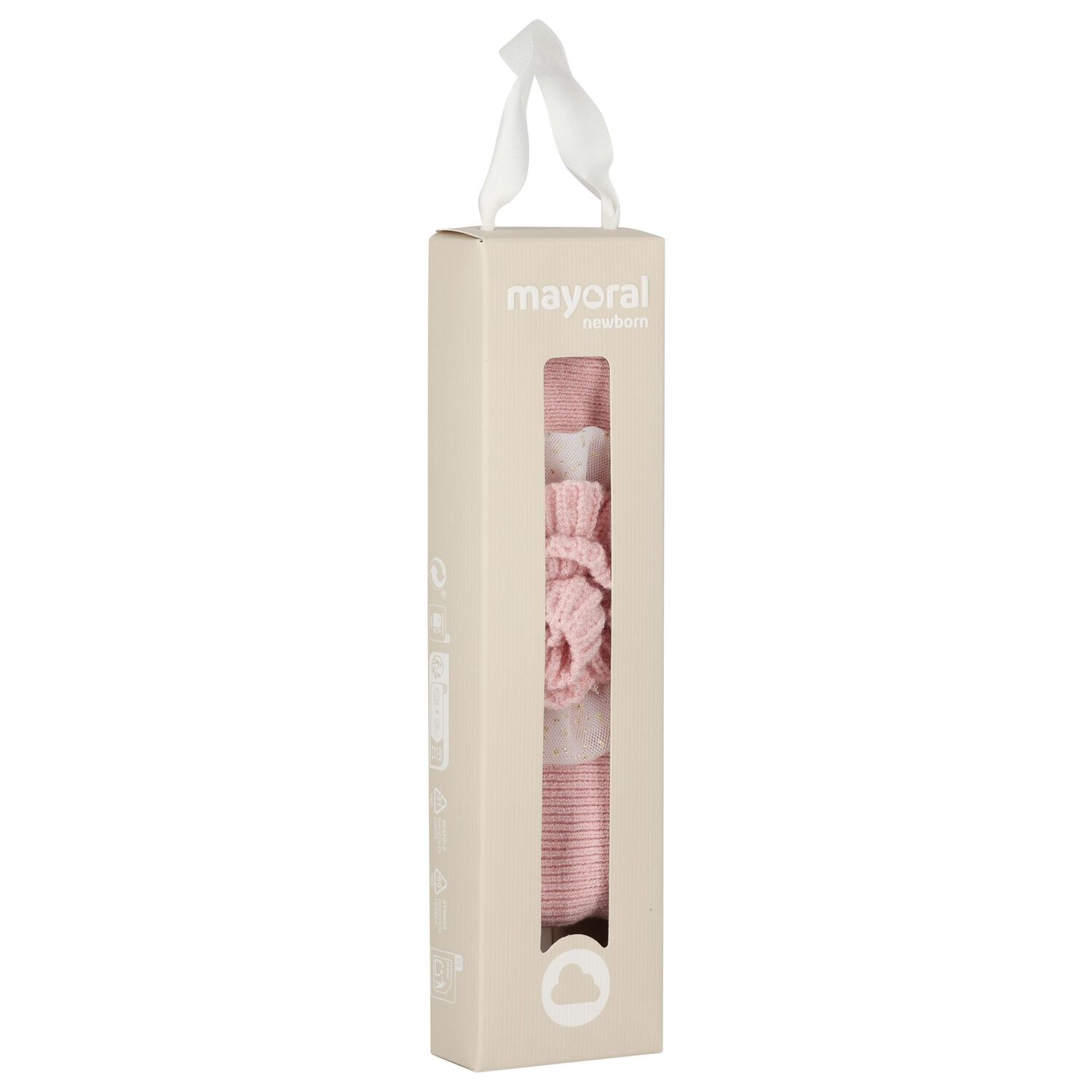Baby Girls Pink Flower Knitted Headband, 1, hi-res