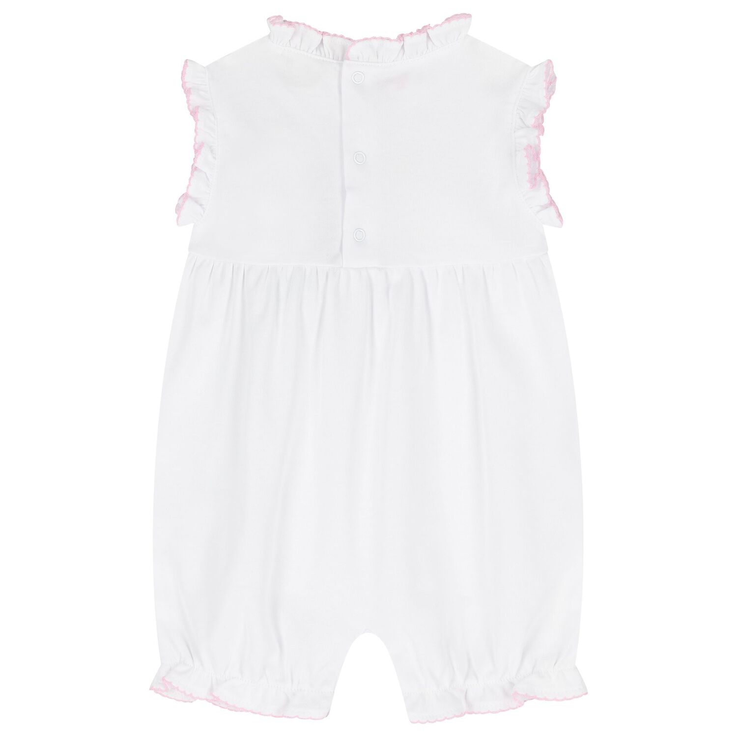 Baby Girls White Cottage Roses Romper, 1, hi-res