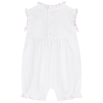 Baby Girls White Cottage Roses Romper