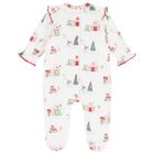 Baby Girls Ivory & Red Satin Bow Christmas Babygrow , 1, hi-res
