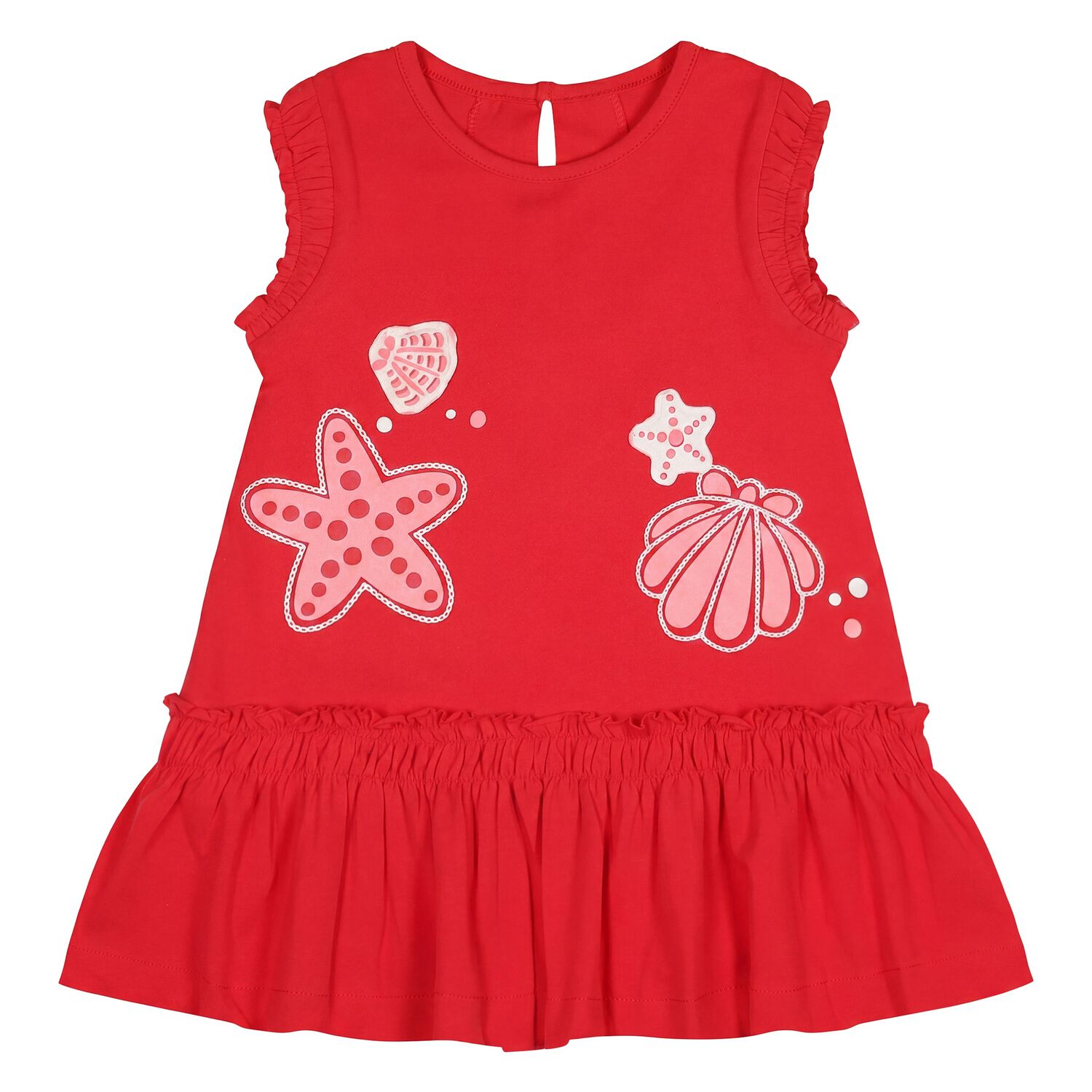 Younger Girls Red Shell Dress, 1, hi-res