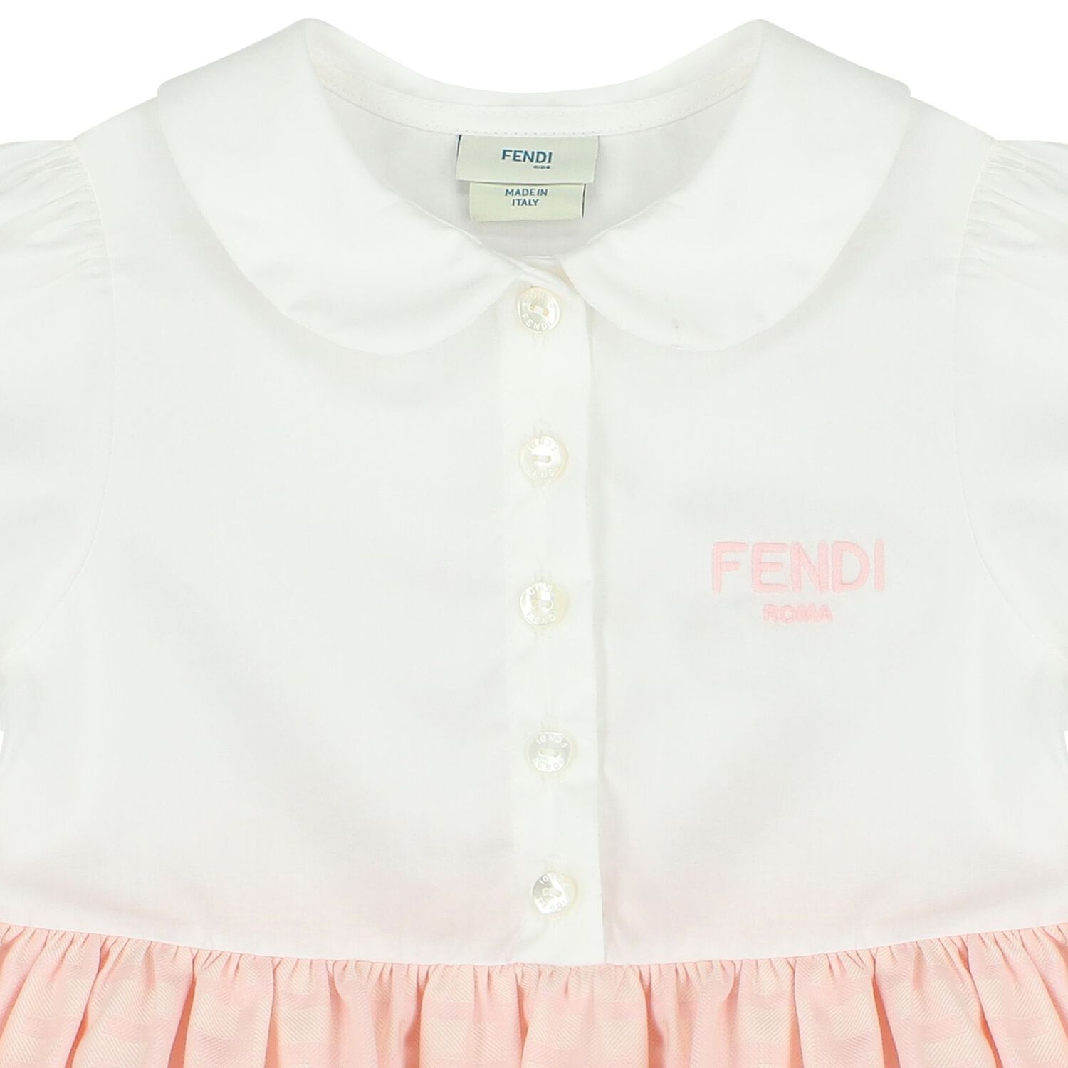 Baby Girls White & Pink FF Logo Dress, 1, hi-res image number null