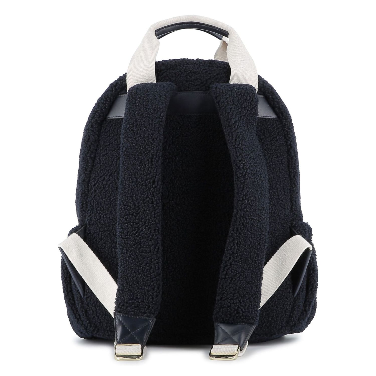 Girls Navy Blue Sherpa Fleece Backpack, 1, hi-res