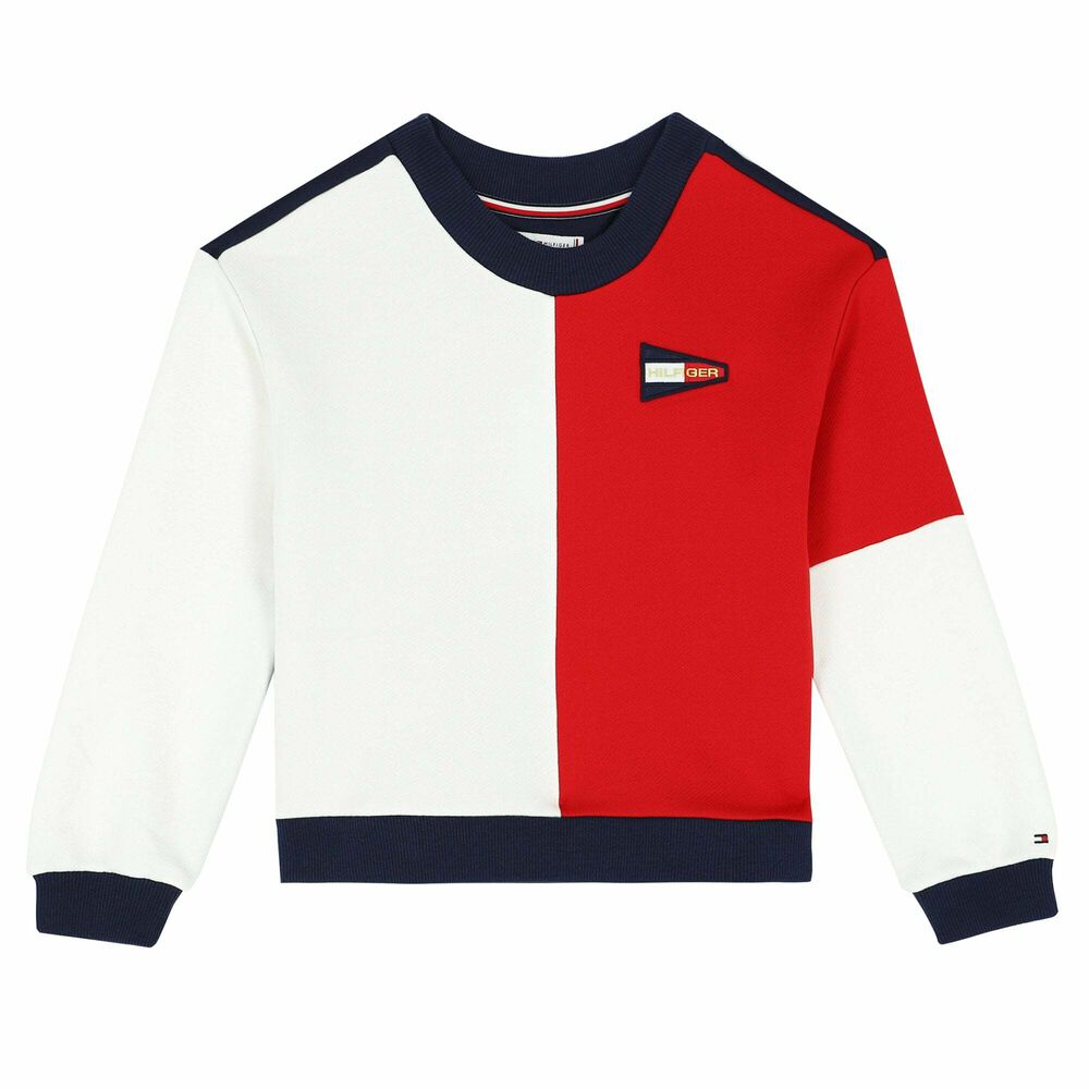 Tommy Hilfiger Girls Red, White u0026 Blue Logo Sweatshirt | Junior Couture