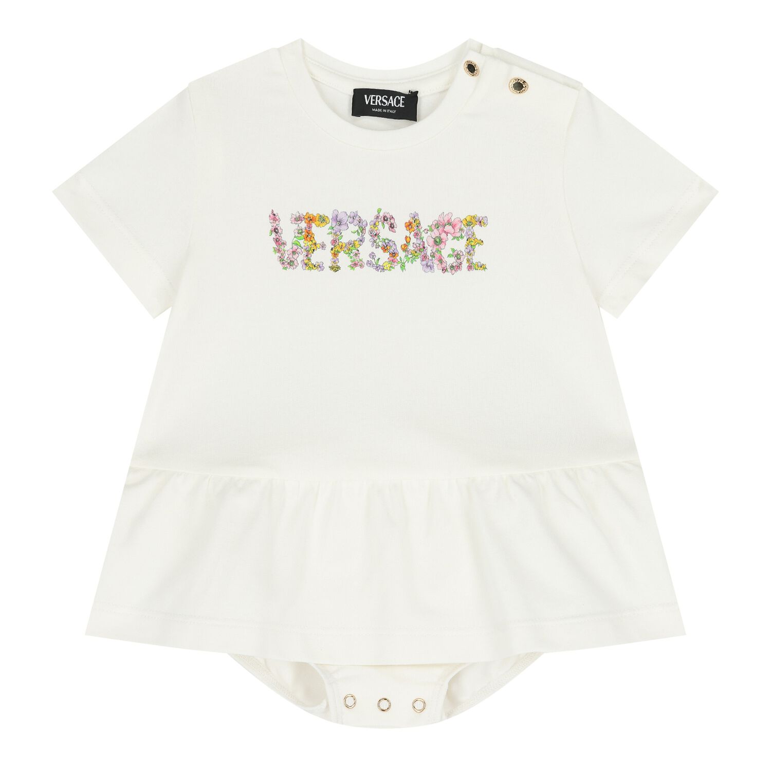 Baby Girls Ivory Logo Dress, 1, hi-res