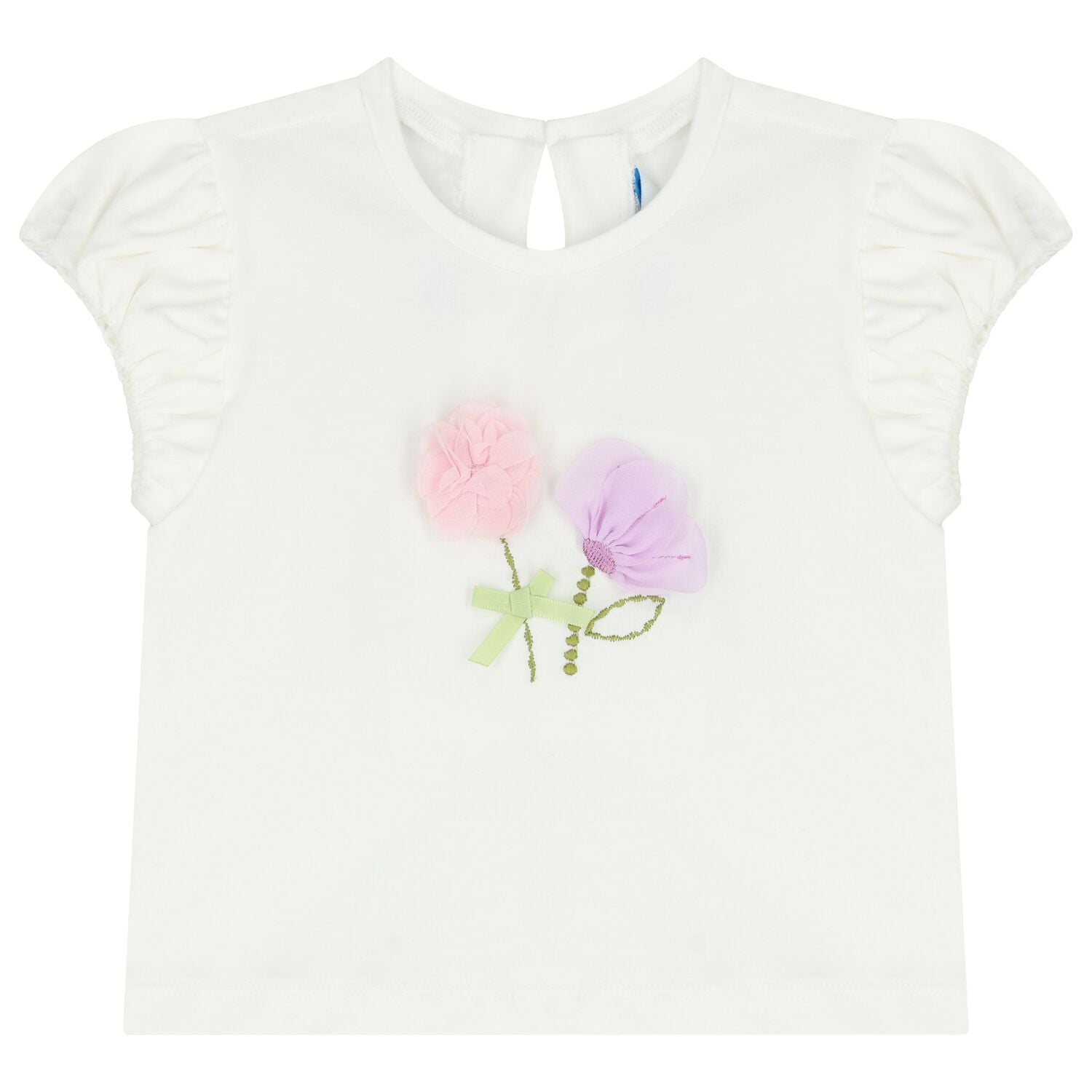 Baby Girls Ivory Flower Top, 1, hi-res