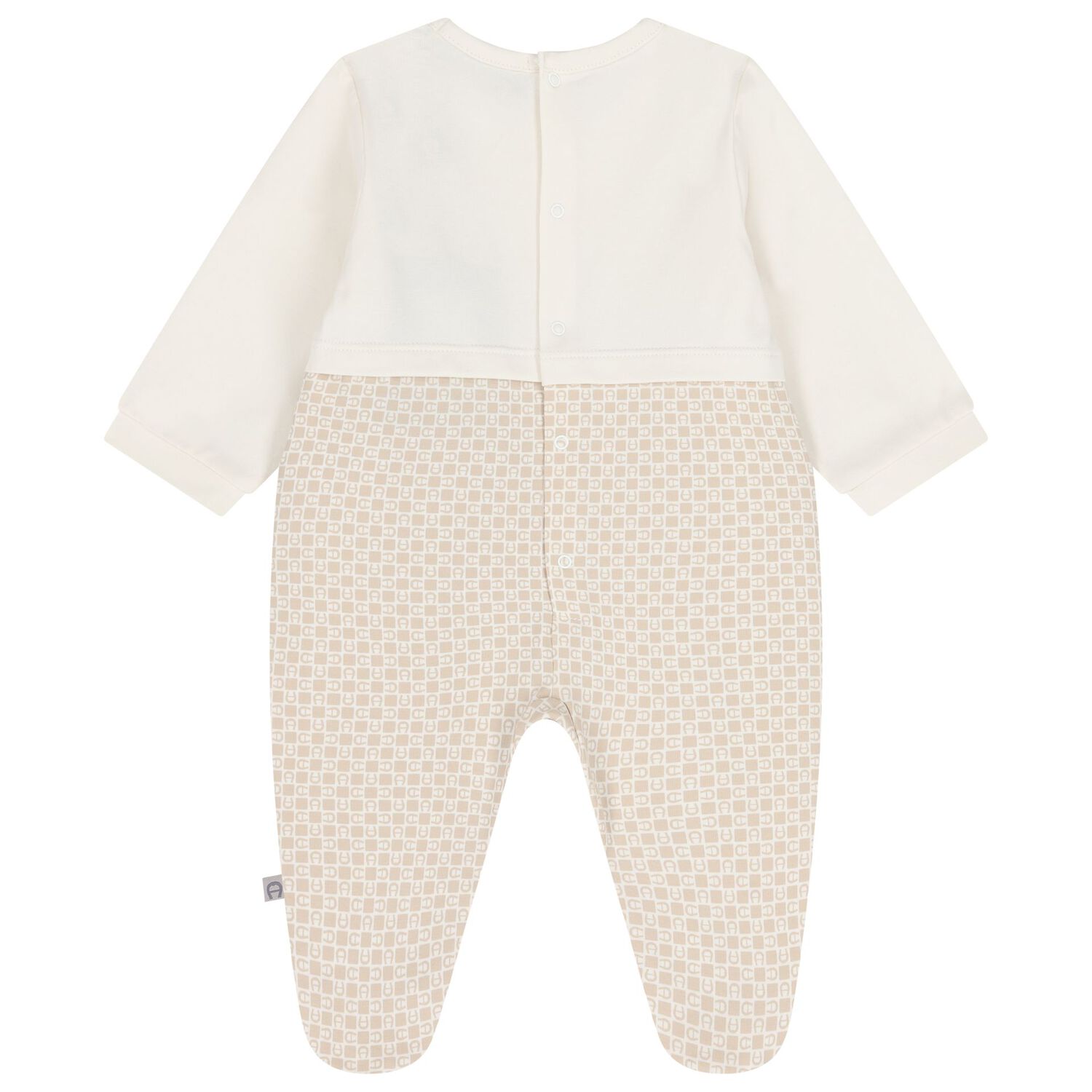 Ivory & Beige Teddy Bear Logo Babygrow, 1, hi-res image number null