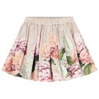 Girls Pink & Ivory Striped Floral Skirt, 1, hi-res