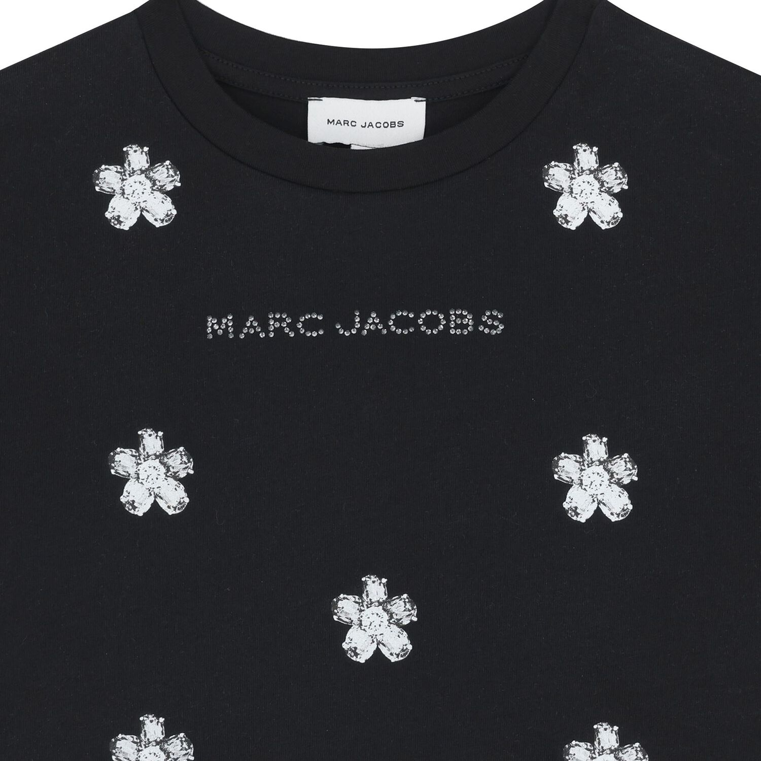 Girls Black Flower Logo T-Shirt, 1, hi-res