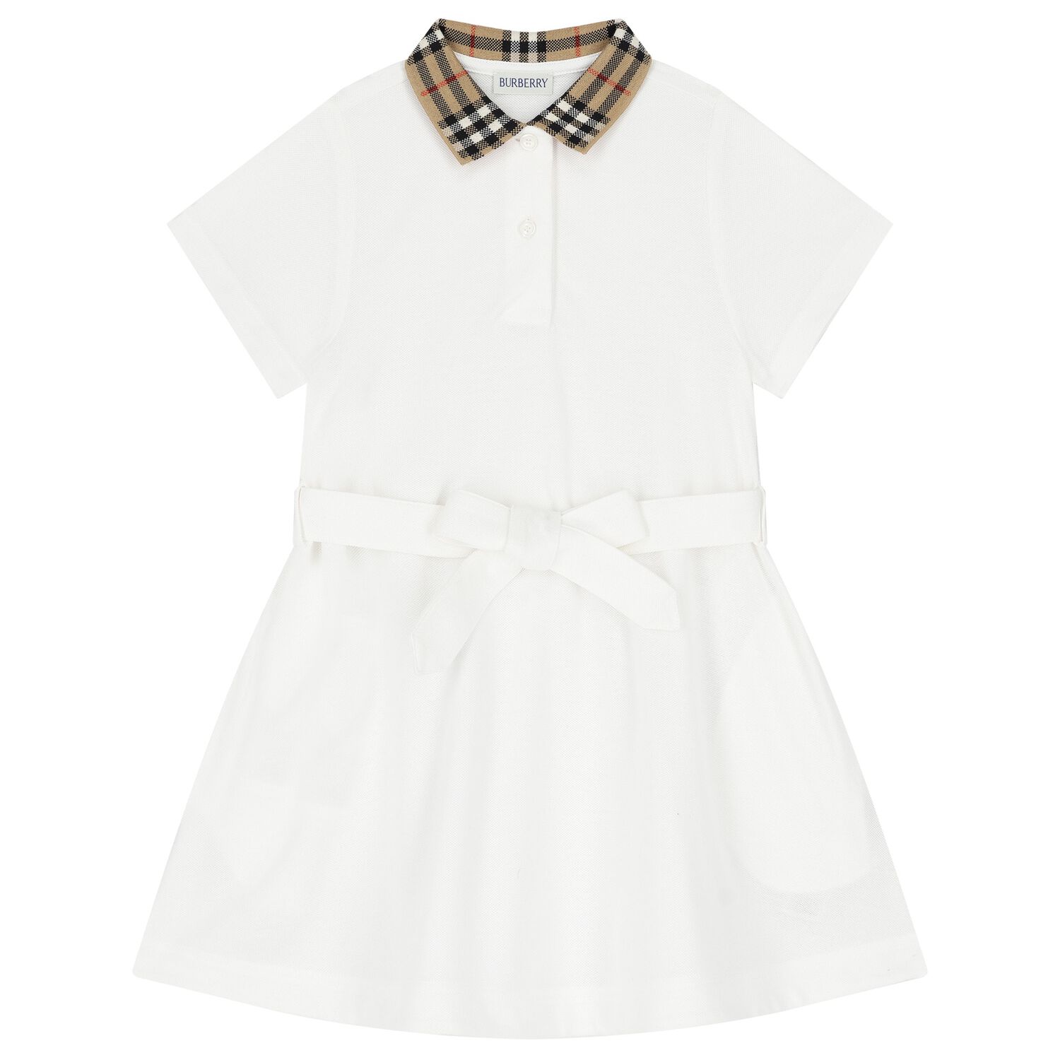 Girls White Logo Polo Dress, 1, hi-res