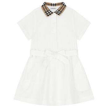 Girls White Logo Polo Dress