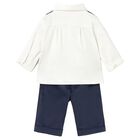 Baby Boys White & Navy Blue Waistcoat Suit, 2, hi-res