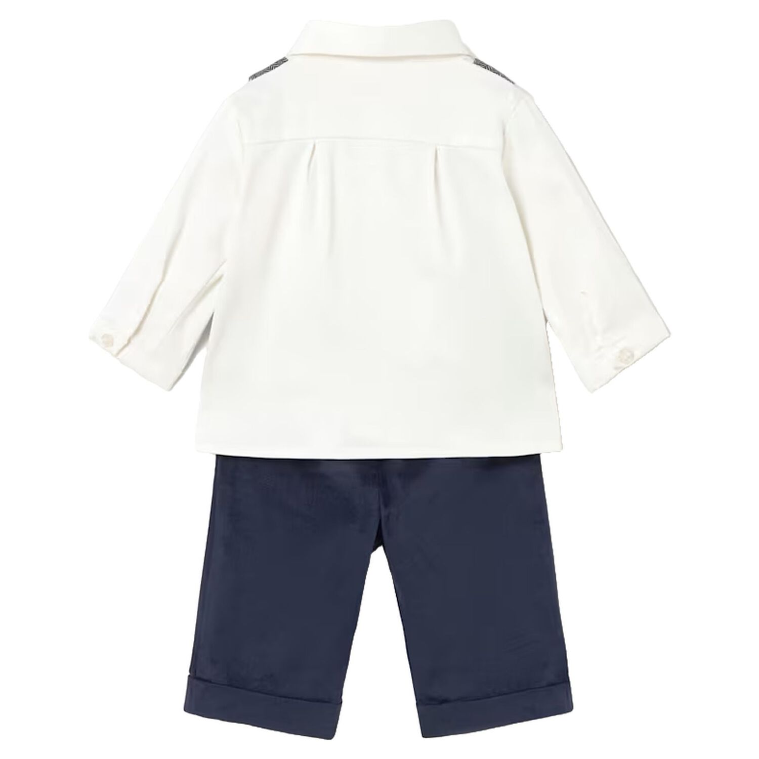 Baby Boys White & Navy Blue Waistcoat Suit, 2, hi-res