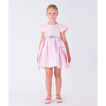 Girls Pink Embellished Satin Dress