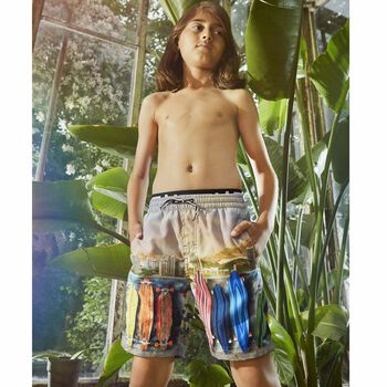 Boys Multi-Colored Printed Swim Shorts