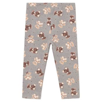 Younger Girls Grey Teddy Bear Leggings