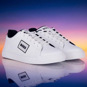White Logo Leather Trainers