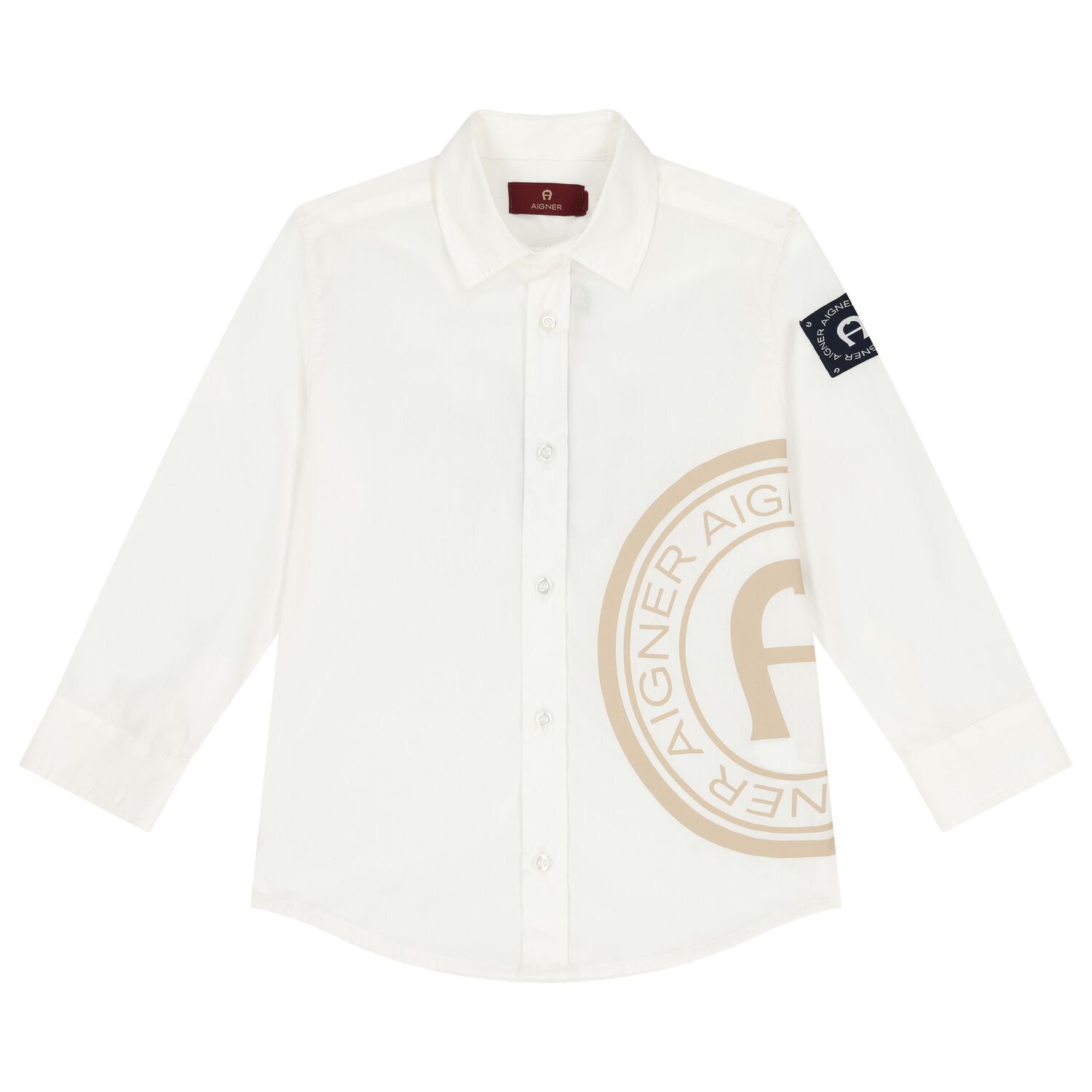 Boys White Logo Shirt, 1, hi-res image number null