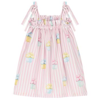 Girls White & Pink Ice Cream Beach Dress