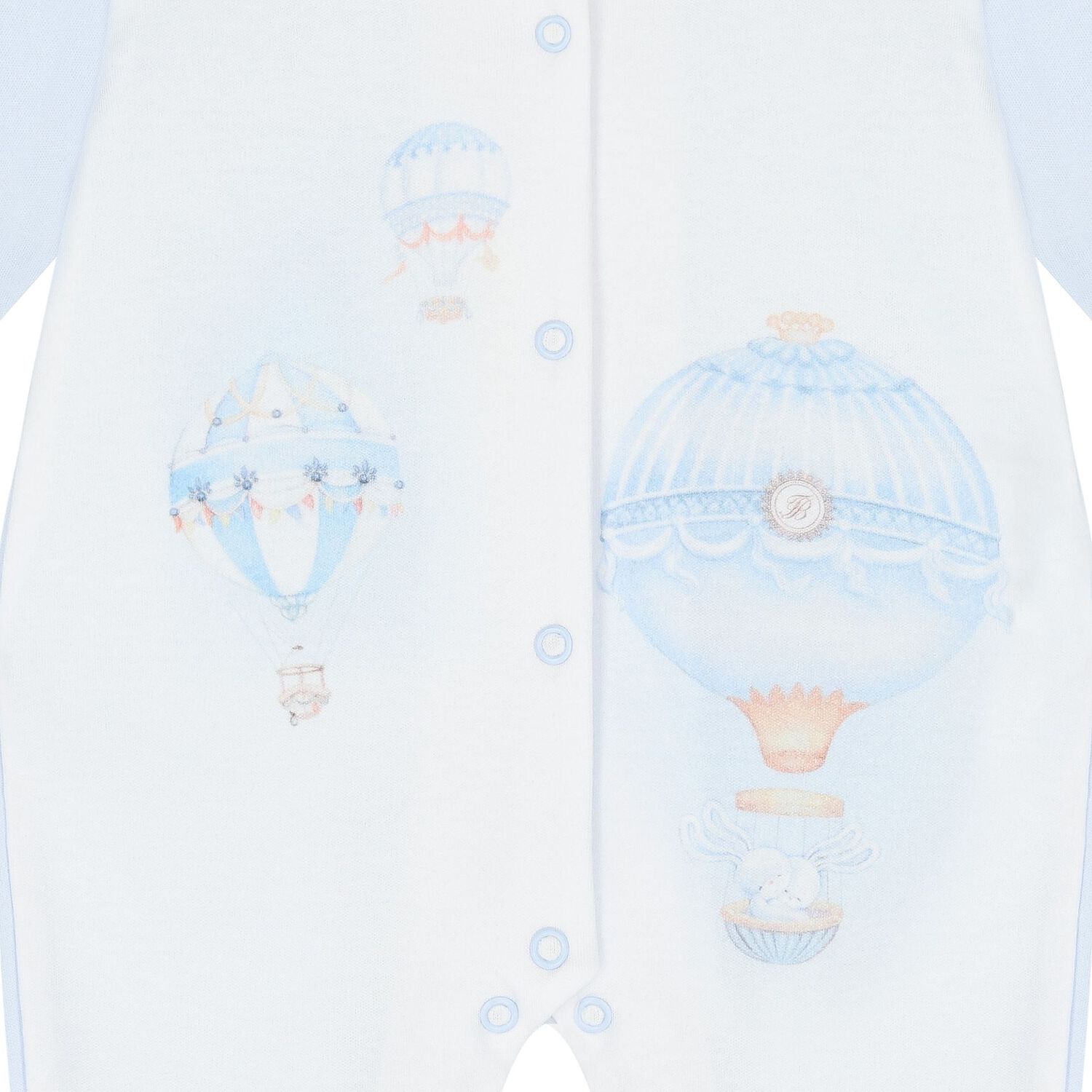 Baby Boys Blue & White Hot Air Balloon Babygrow, 1, hi-res