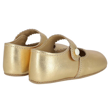 حذاء قبل المشي بنات باللون الذهبي 