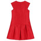Girls Red Bow Pleated Dress, 1, hi-res