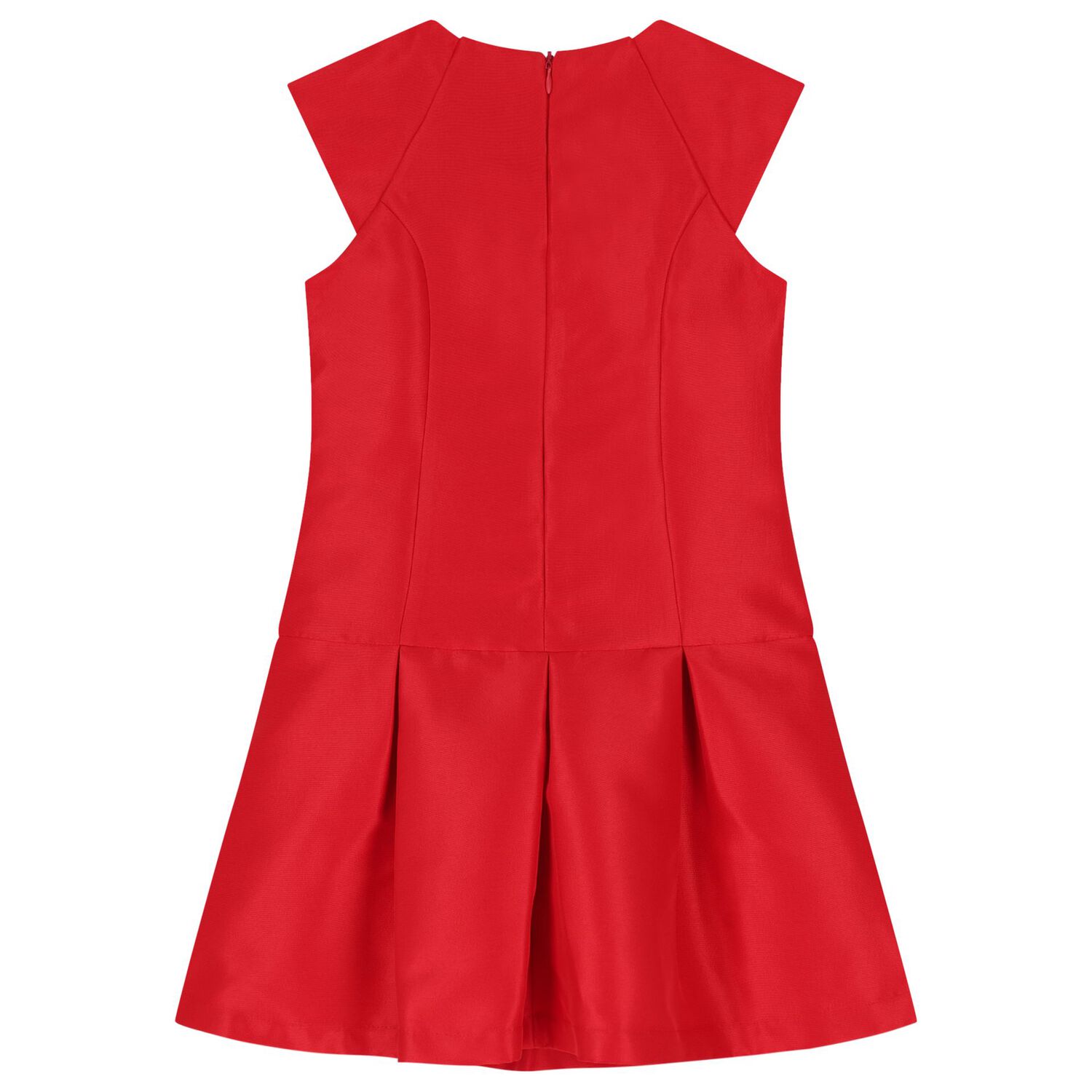 Girls Red Bow Pleated Dress, 1, hi-res