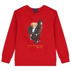Boys Red Polo Bear Sweatshirt, 2, hi-res
