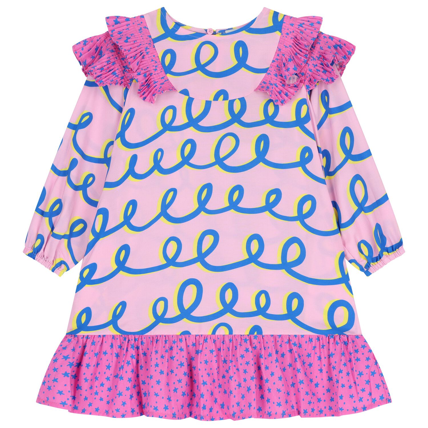 Girls Pink & Yellow Pleated Dress          , 1, hi-res