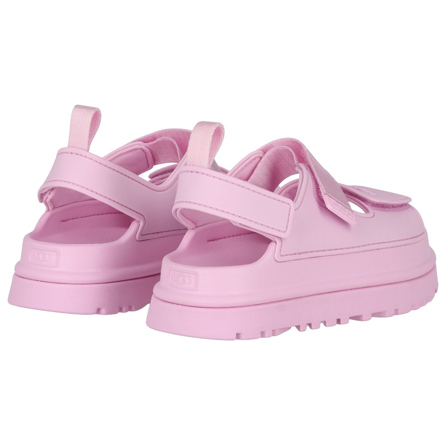 Girls Pink Chunky Logo Sandals , 2, hi-res